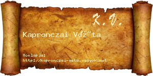 Kapronczai Véta névjegykártya
