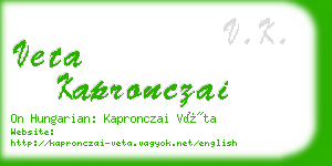 veta kapronczai business card